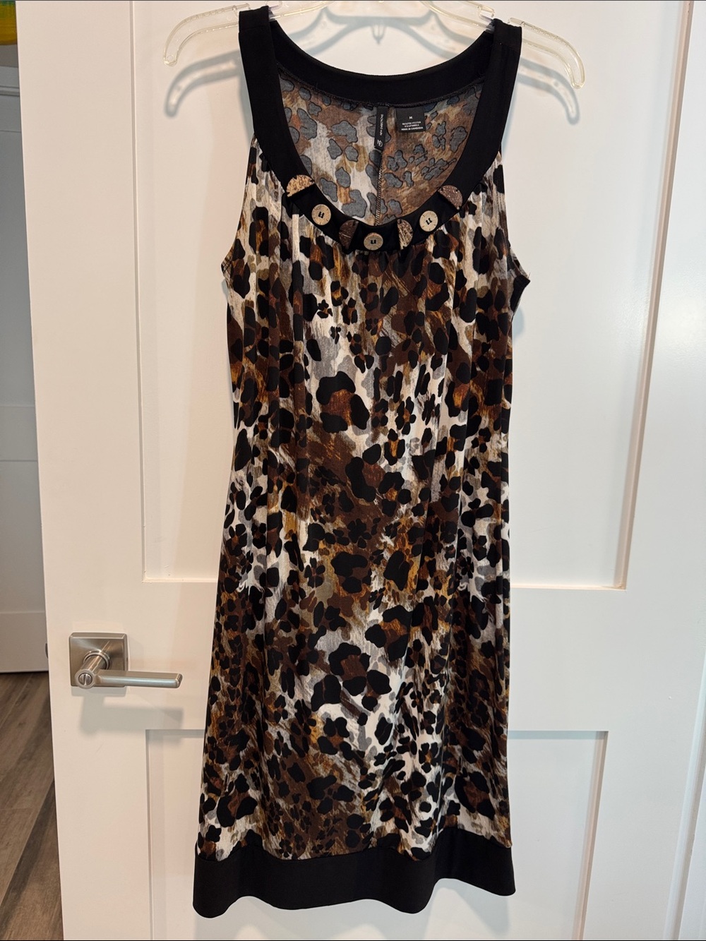 new directions Leopard Print Sleeveless Shift Dress - Brown/Black/Cream